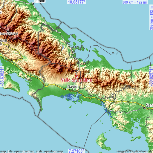 Topographic map of Valle de La Mina