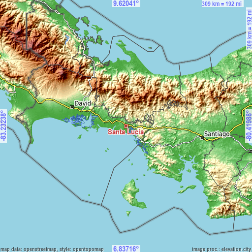 Topographic map of Santa Lucia