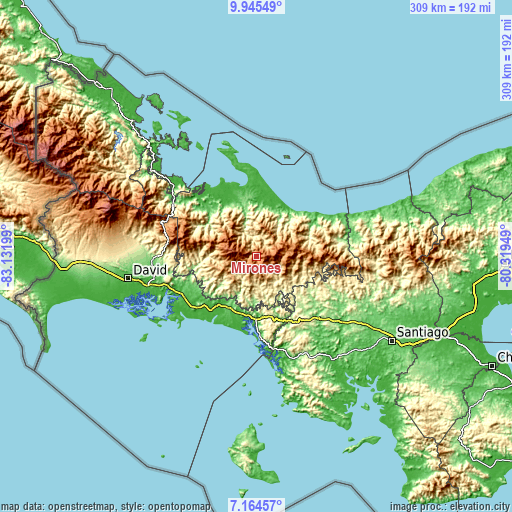 Topographic map of Mirones