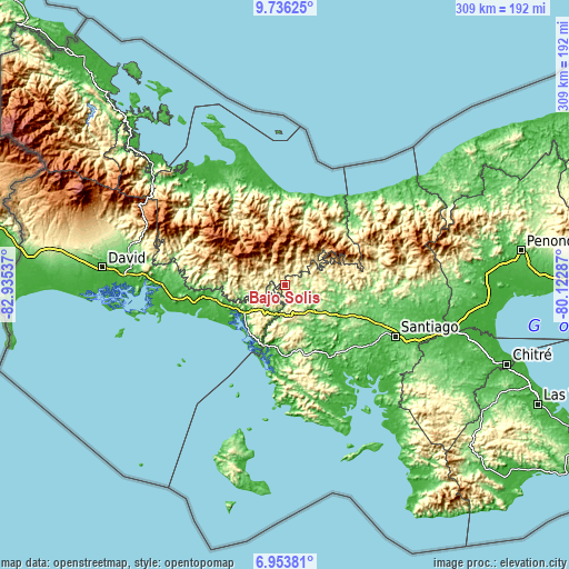 Topographic map of Bajo Solis