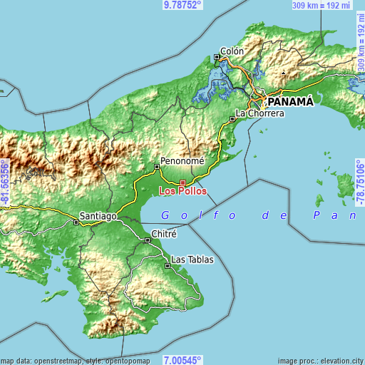 Topographic map of Los Pollos
