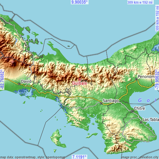 Topographic map of Güibale