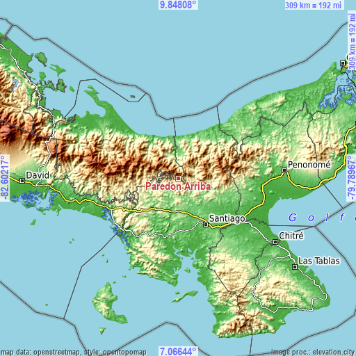 Topographic map of Paredón Arriba