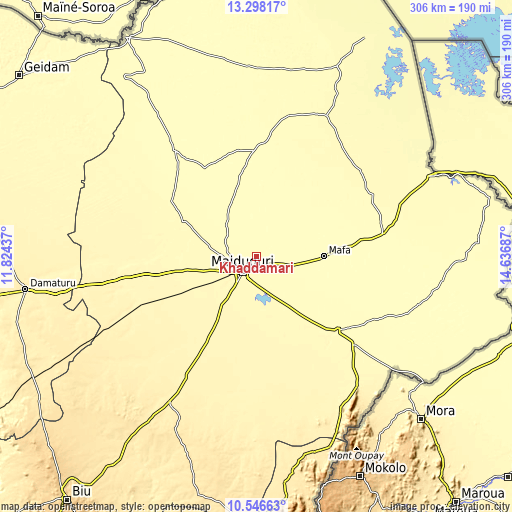 Topographic map of Khaddamari