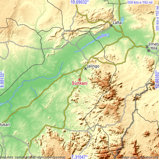 Topographic map of Sunkani