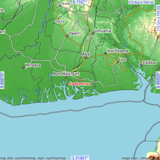 Topographic map of Saakpenwa