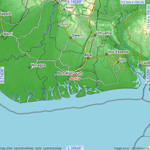 Topographic map of Nchia