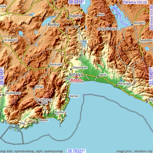 Topographic map of Kepez