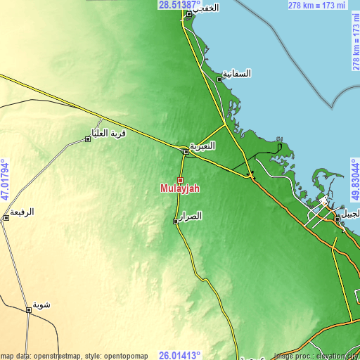 Topographic map of Mulayjah