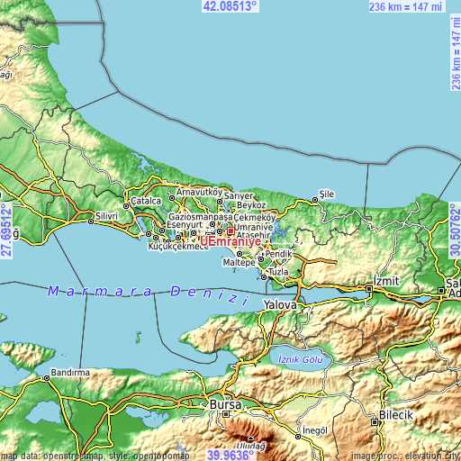 Topographic map of Ümraniye