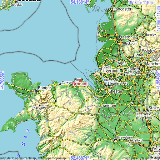 Topographic map of Gronant