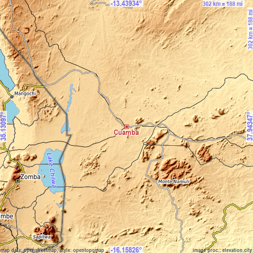 Topographic map of Cuamba