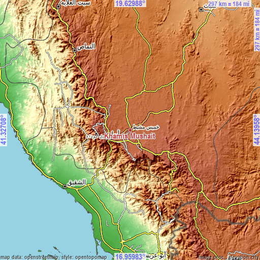 Topographic map of Khamis Mushait