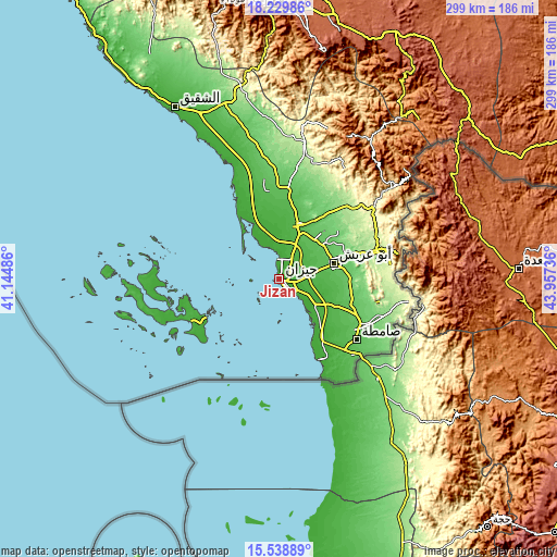 Topographic map of Jizan