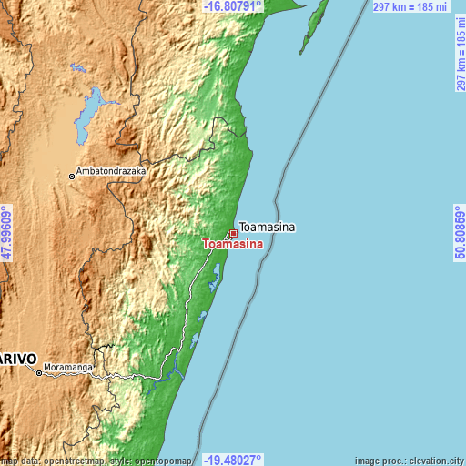 Topographic map of Toamasina