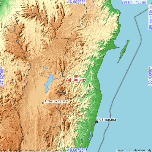 Topographic map of Vohibinany