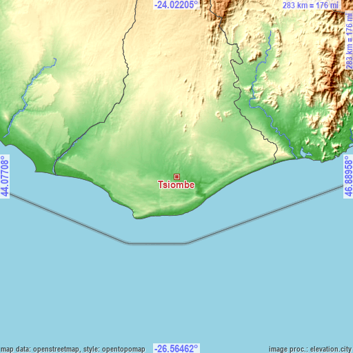 Topographic map of Tsiombe