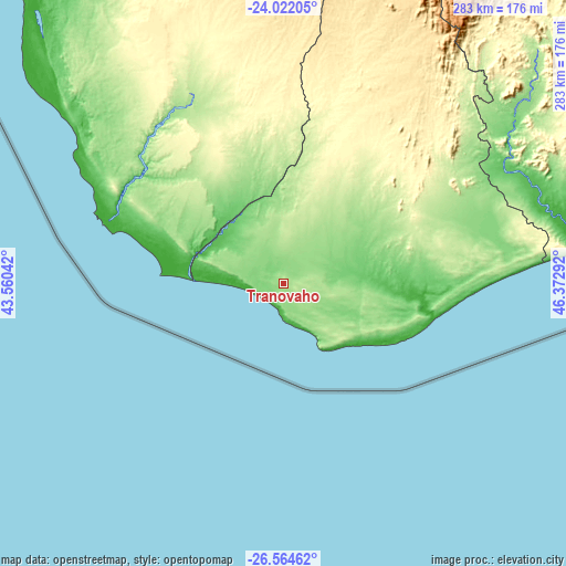 Topographic map of Tranovaho