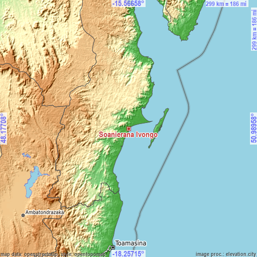 Topographic map of Soanierana Ivongo