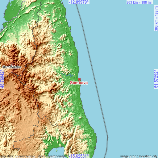 Topographic map of Sambava