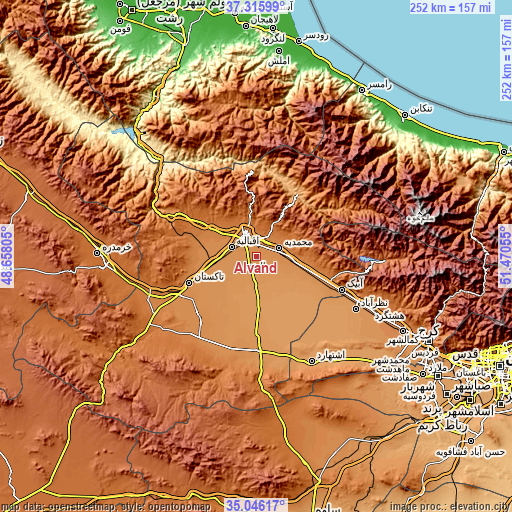 Topographic map of Alvand