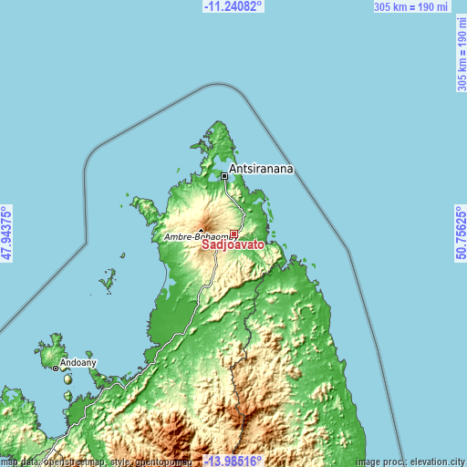 Topographic map of Sadjoavato