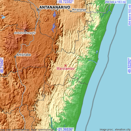 Topographic map of Marolambo