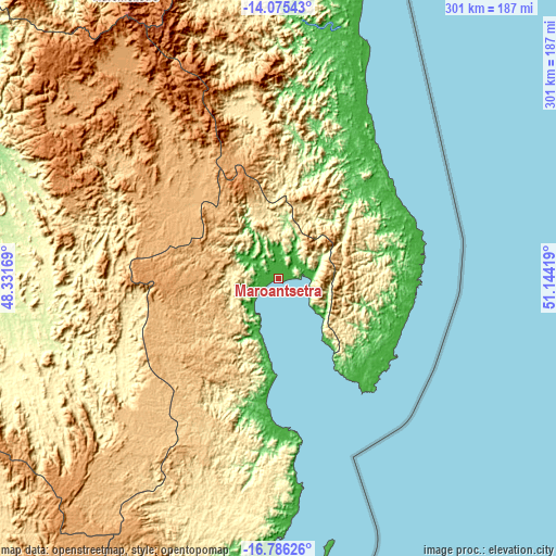Topographic map of Maroantsetra