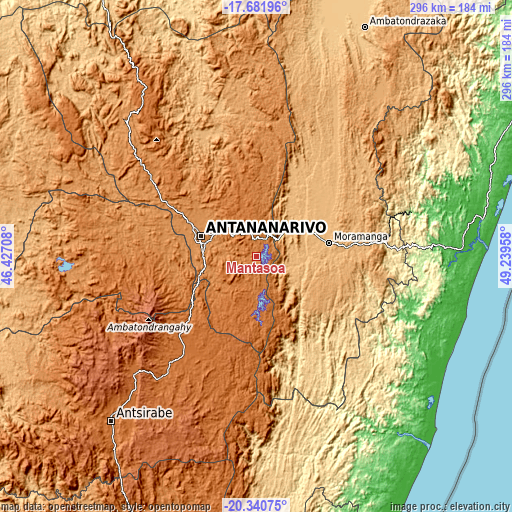 Topographic map of Mantasoa