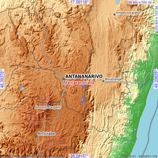 Topographic map of Manjakandriana