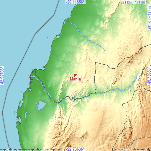 Topographic map of Manja