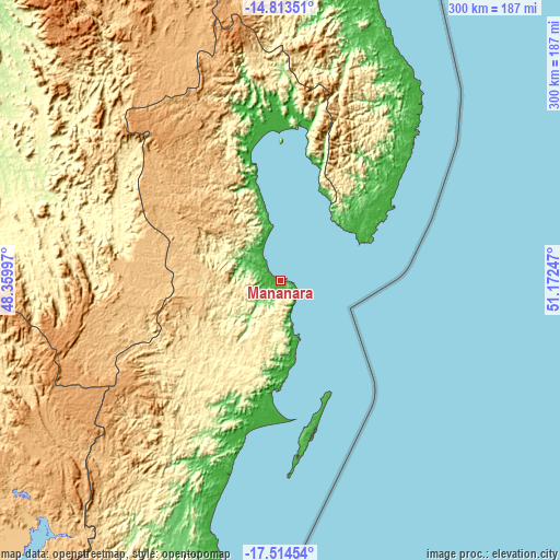 Topographic map of Mananara