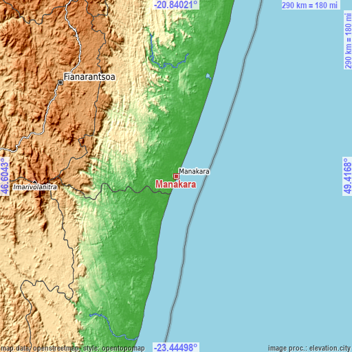 Topographic map of Manakara