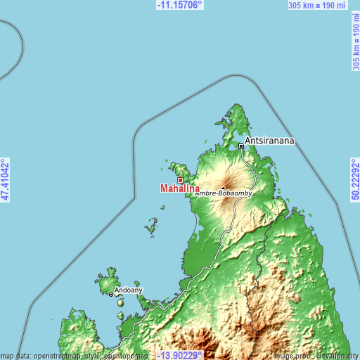 Topographic map of Mahalina