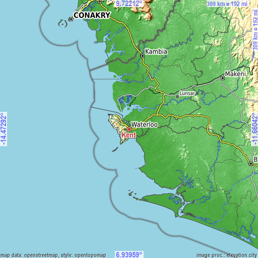 Topographic map of Kent