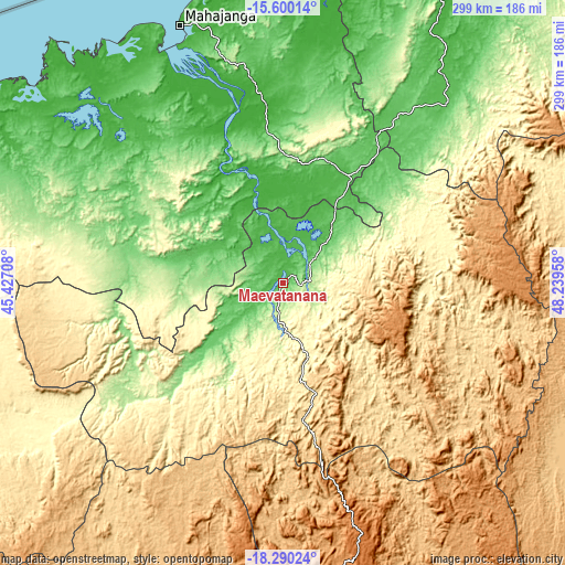 Topographic map of Maevatanana