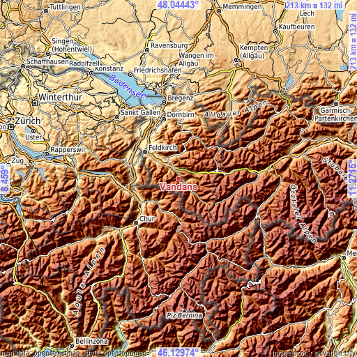 Topographic map of Vandans