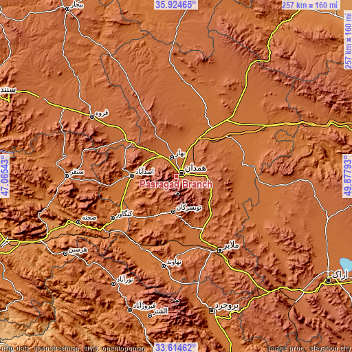 Topographic map of Pasragad Branch