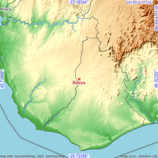 Topographic map of Beteza