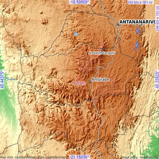 Topographic map of Betafo