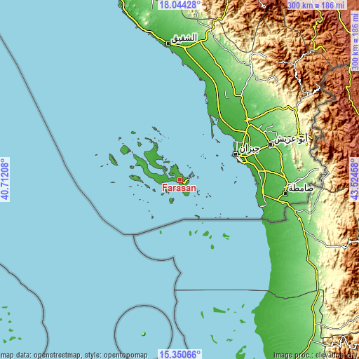 Topographic map of Farasān