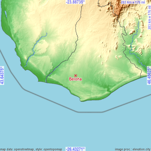 Topographic map of Beloha
