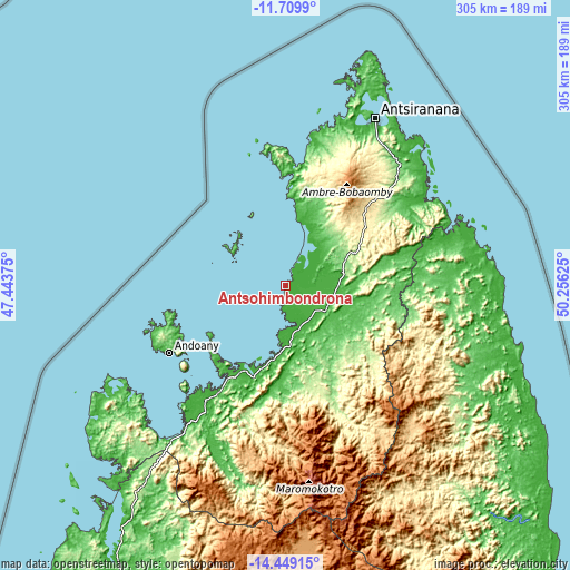 Topographic map of Antsohimbondrona