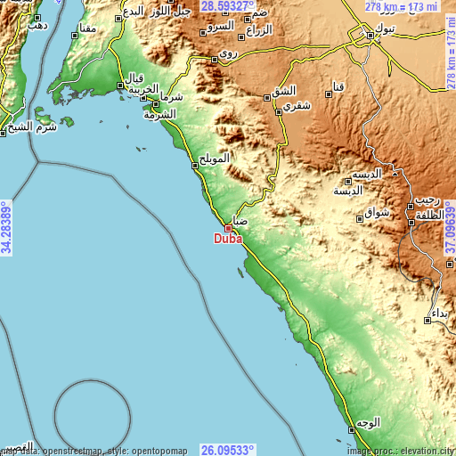 Topographic map of Duba