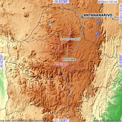 Topographic map of Antsirabe