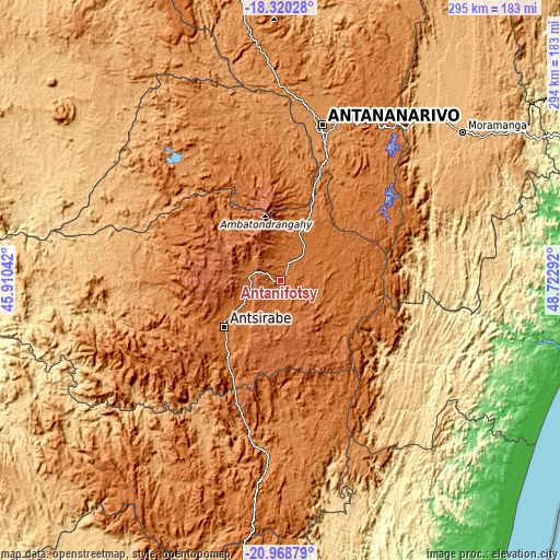 Topographic map of Antanifotsy