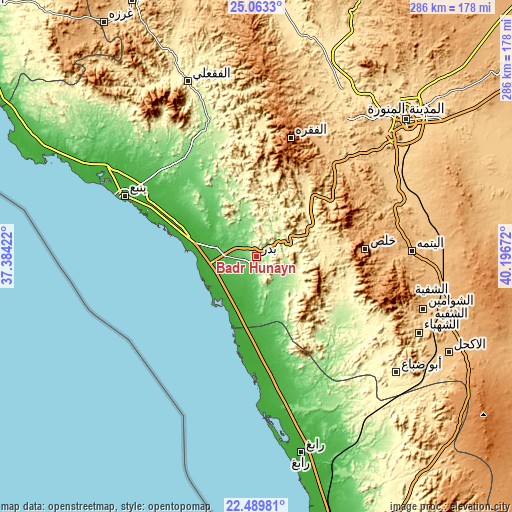 Topographic map of Badr Ḩunayn
