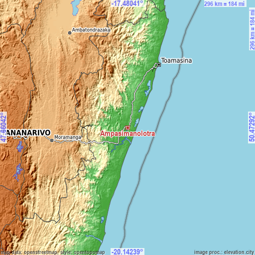 Topographic map of Ampasimanolotra