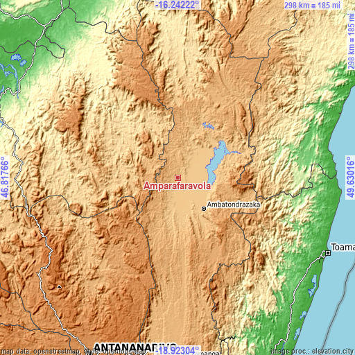 Topographic map of Amparafaravola
