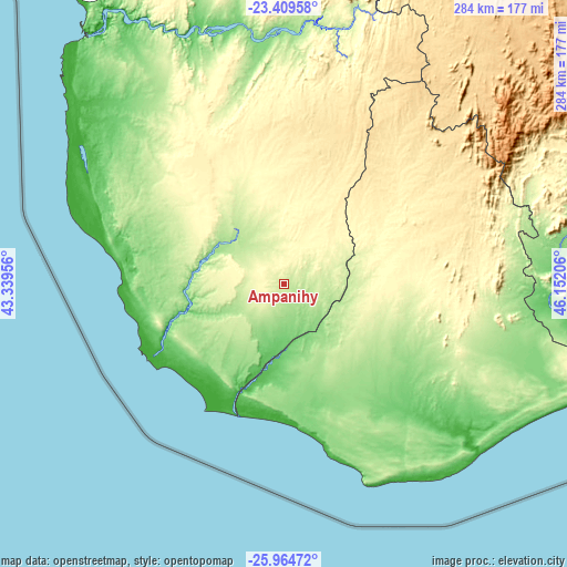 Topographic map of Ampanihy